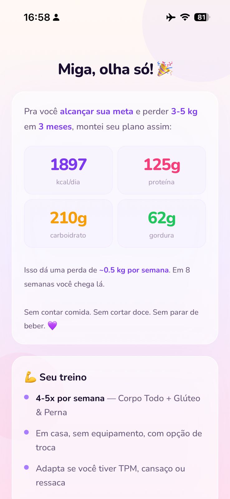 Plano personalizado com macros